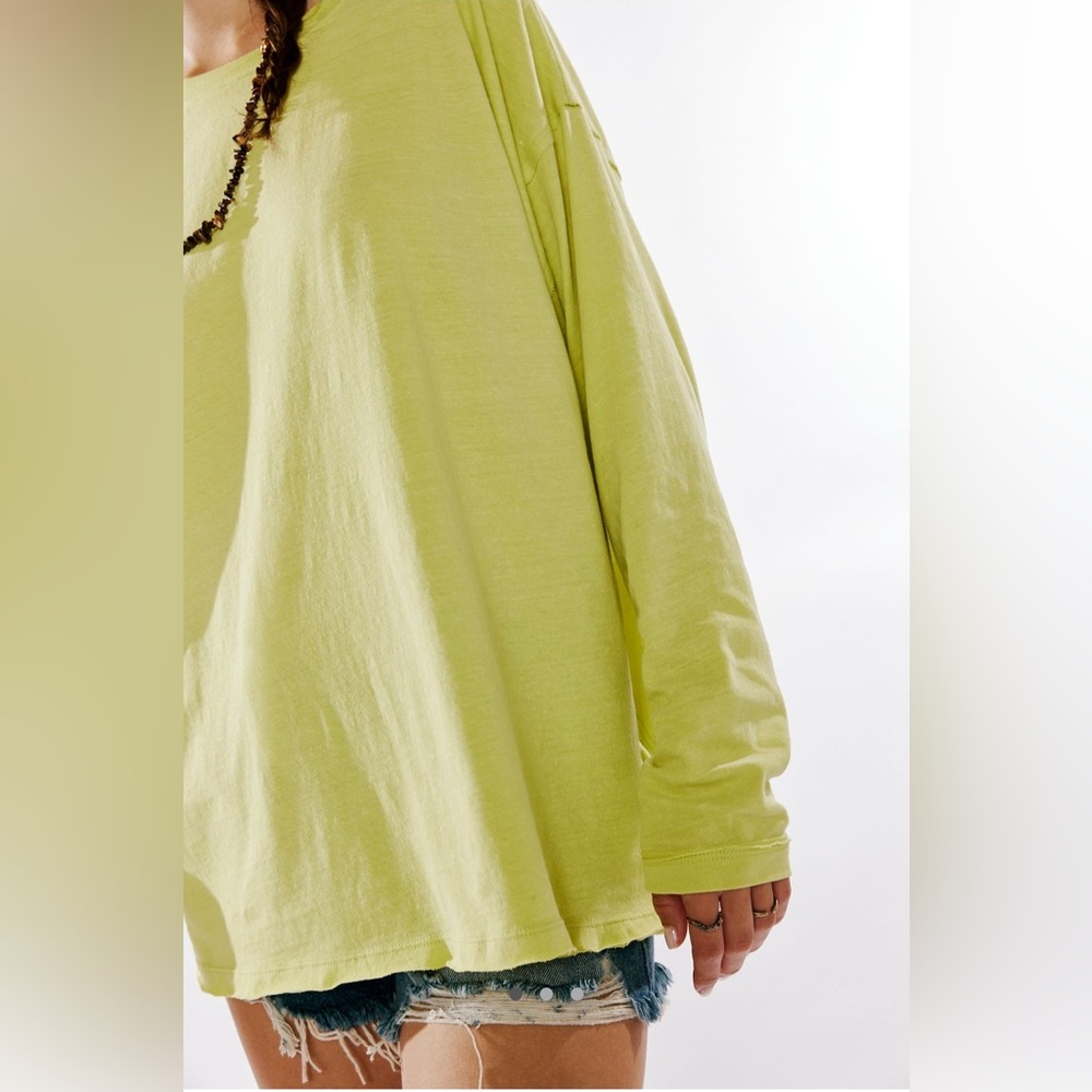 Free People We The Free Nina Long Sleeve Tee in apple green
